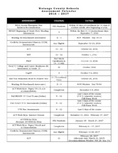2016 2017 District Calendar Watauga County Schools Boone NC