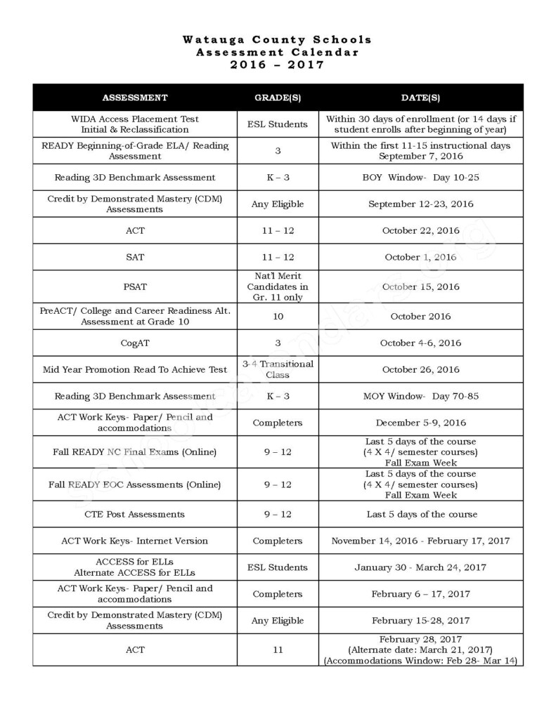 2016 2017 District Calendar Watauga County Schools Boone NC