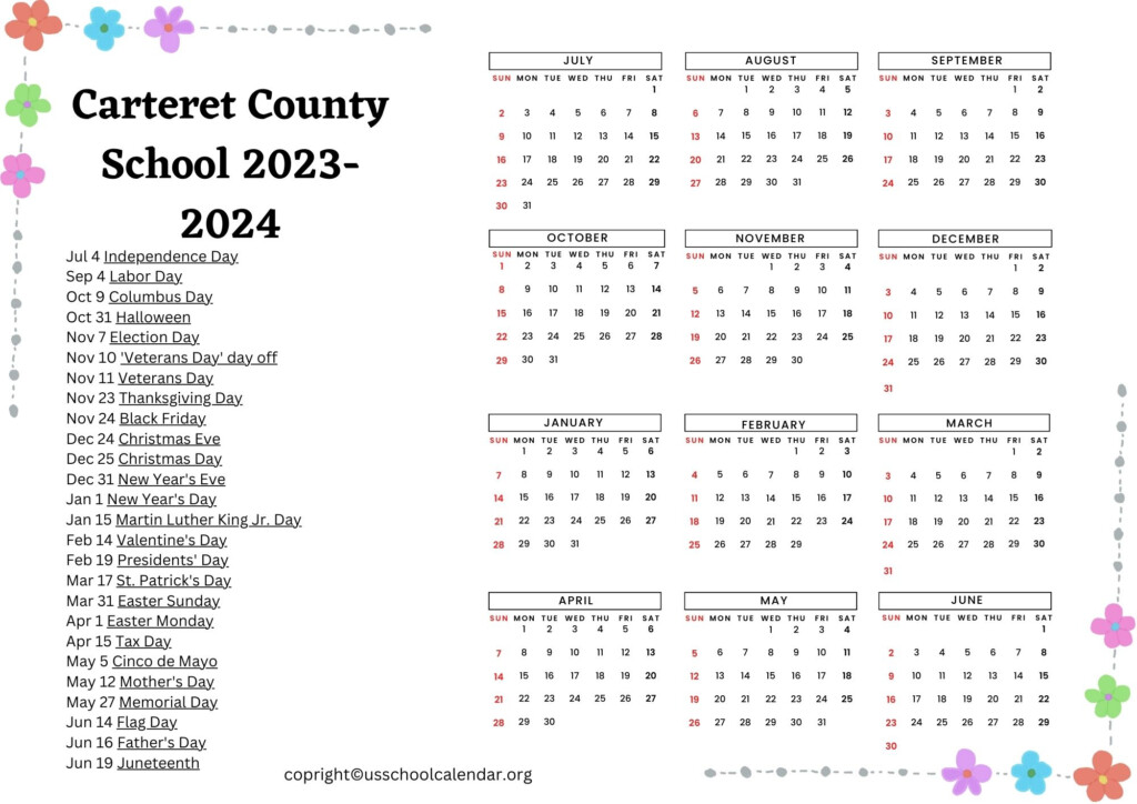 Carteret County School Calendar With Holidays 2023 2024