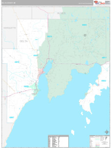 Delta County MI Wall Map Premium Style By MarketMAPS