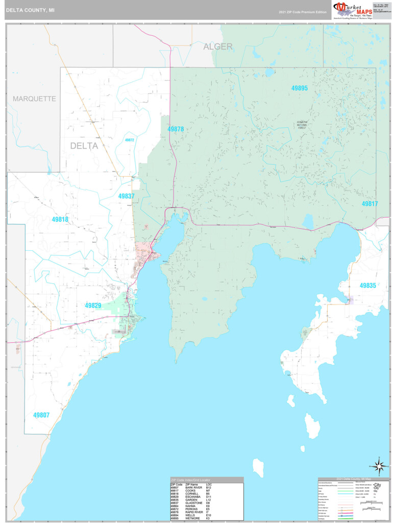Delta County MI Wall Map Premium Style By MarketMAPS