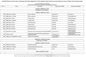 Montana District Court Calendar