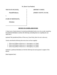 Motion To Compel Templates Samples