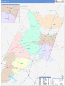Nash County NC Wall Map Color Cast Style By MarketMAPS MapSales