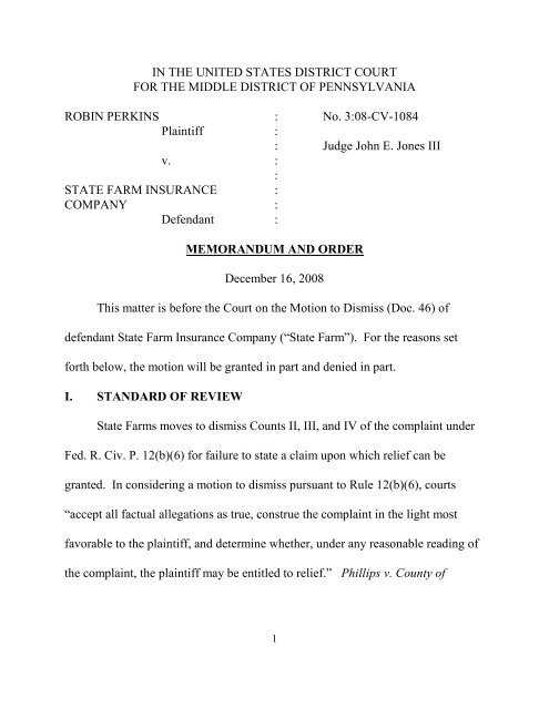 No 3 08 CV 1084 Plaintiff Middle District Of Pennsylvania