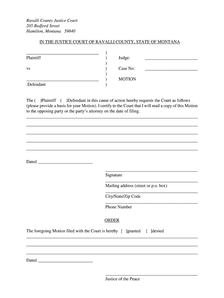 Ravalli County Justice Court Fill Online Printable Fillable Blank 